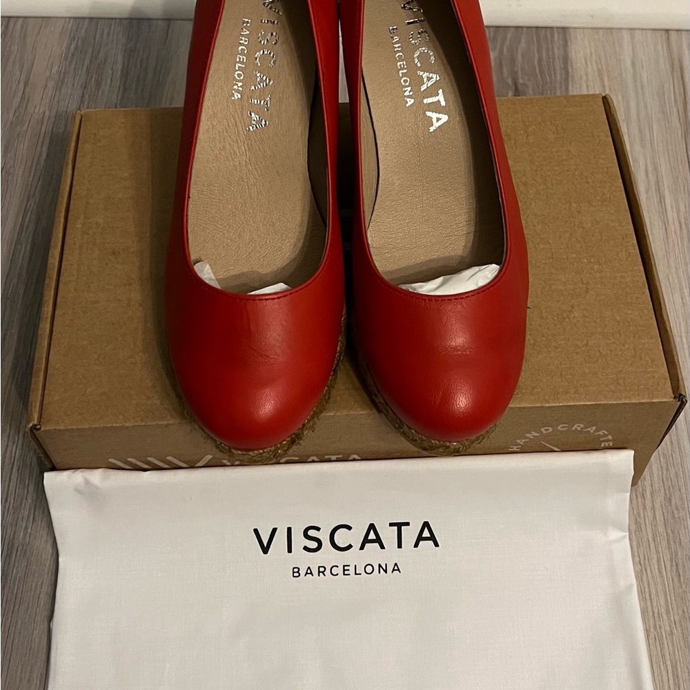 Viscata Barcelona Espadrilles| Marquesa Red Leather| Sz38| NIB